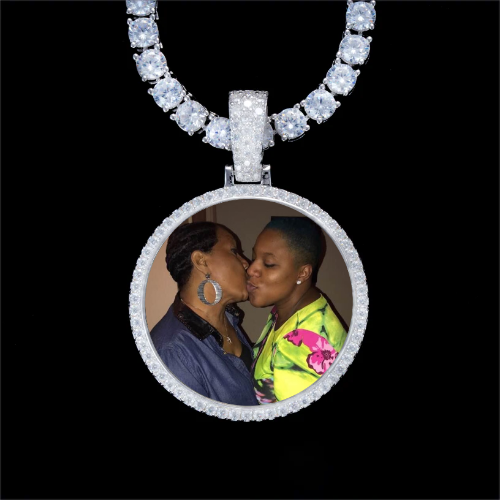 925S & VVS Moissanite 3D Circle Custom Picture Pendant