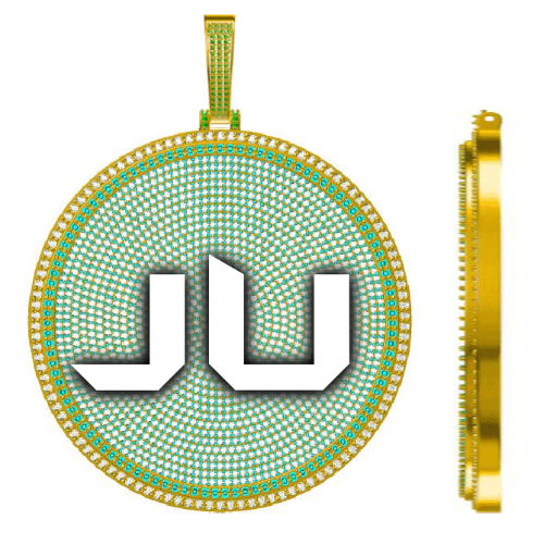 CUSTOM LETTER NECKLACE 3D BIG DISC
