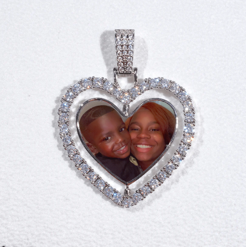 3D Spinning 2-Faced Heart Custom Picture Pendant