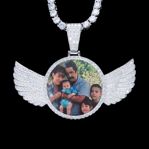 925S & VVS Moissanite 3D Wing Custom Picture Pendant