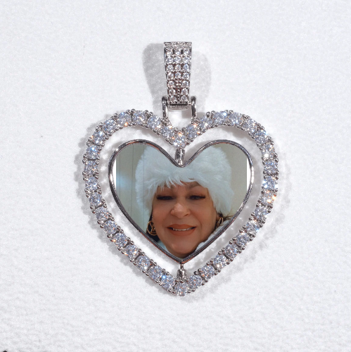 3D Spinning 2-Faced Heart Custom Picture Pendant