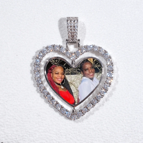 3D Spinning 2-Faced Heart Custom Picture Pendant