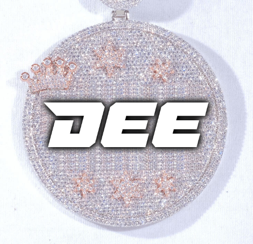 CUSTOM LETTER NECKLACE 3D BIG CROWN DISC