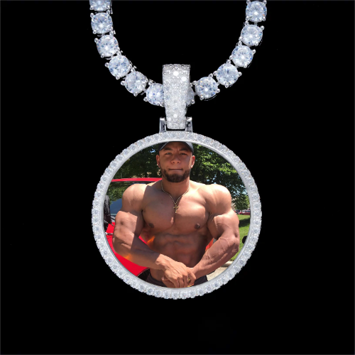 925S & VVS Moissanite 3D Circle Custom Picture Pendant