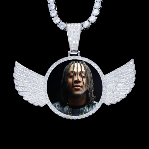 925S & VVS Moissanite 3D Wing Custom Picture Pendant