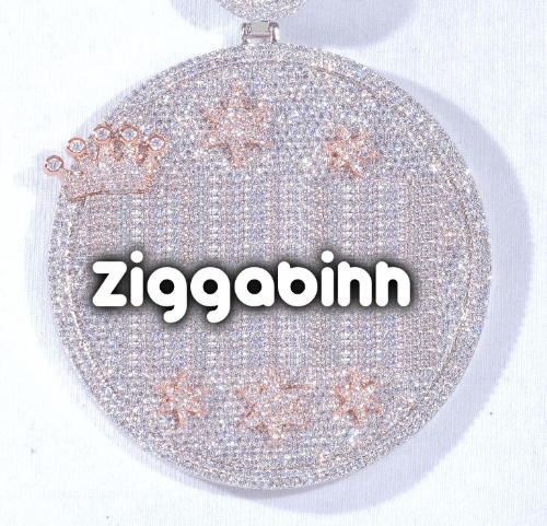 CUSTOM LETTER NECKLACE 3D BIG CROWN DISC