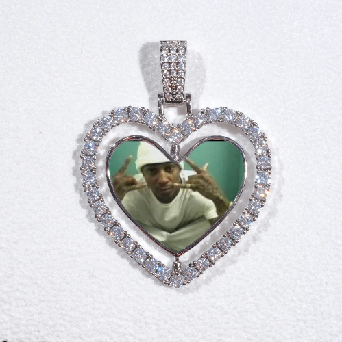 3D Spinning 2-Faced Heart Custom Picture Pendant