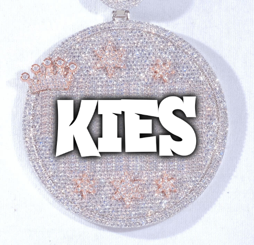 CUSTOM LETTER NECKLACE 3D BIG CROWN DISC