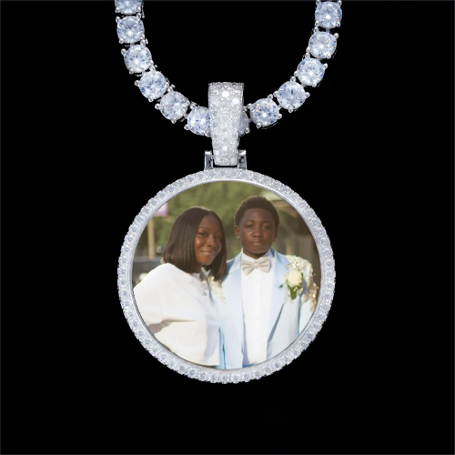925S & VVS Moissanite 3D Circle Custom Picture Pendant