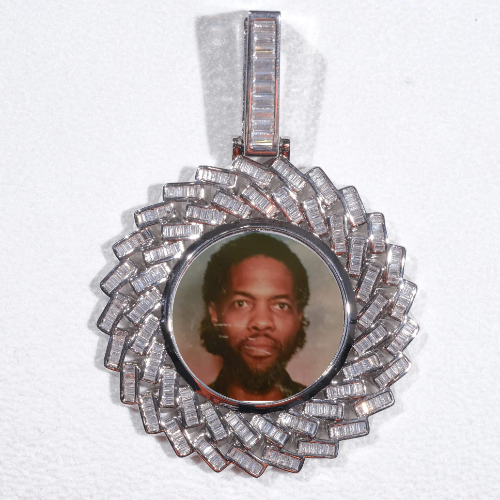 Large 3D Baguette Custom Picture Pendant