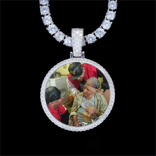 925S & VVS Moissanite 3D Circle Custom Picture Pendant