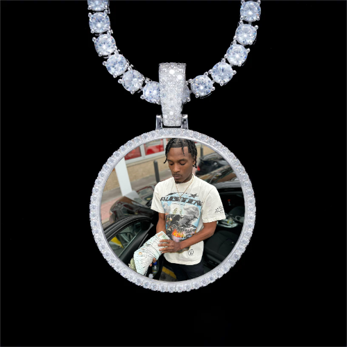 925S & VVS Moissanite 3D Circle Custom Picture Pendant