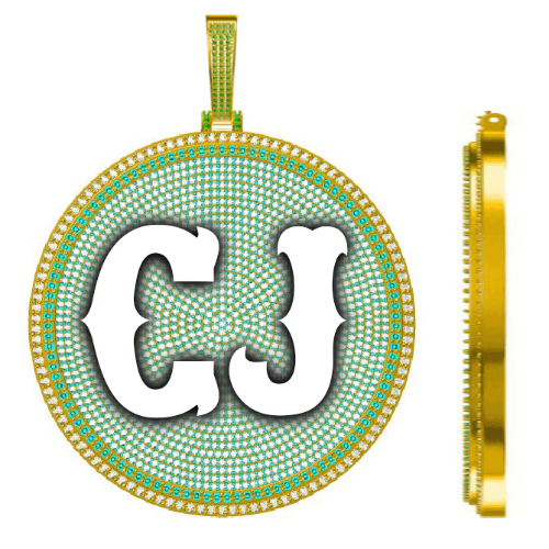 CUSTOM LETTER NECKLACE 3D BIG DISC