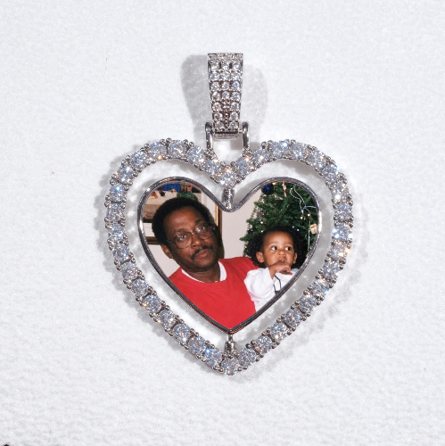 3D Spinning 2-Faced Heart Custom Picture Pendant