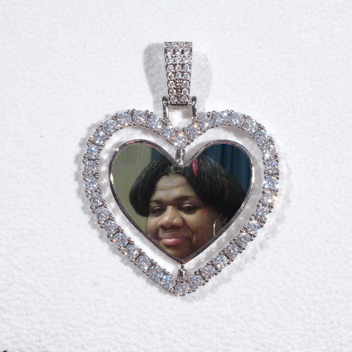 3D Spinning 2-Faced Heart Custom Picture Pendant