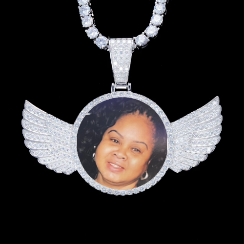 925S & VVS Moissanite 3D Wing Custom Picture Pendant