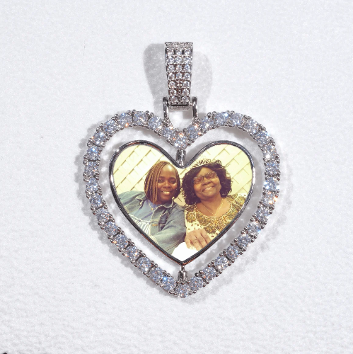 3D Spinning 2-Faced Heart Custom Picture Pendant