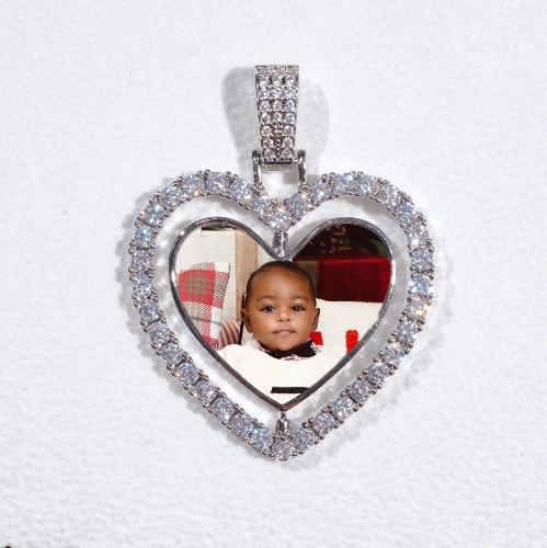 3D Spinning 2-Faced Heart Custom Picture Pendant