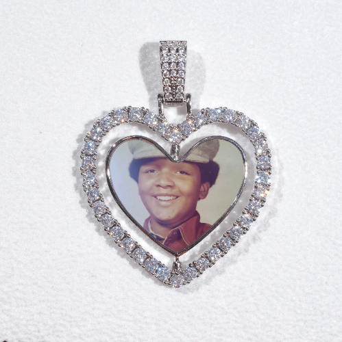 3D Spinning 2-Faced Heart Custom Picture Pendant