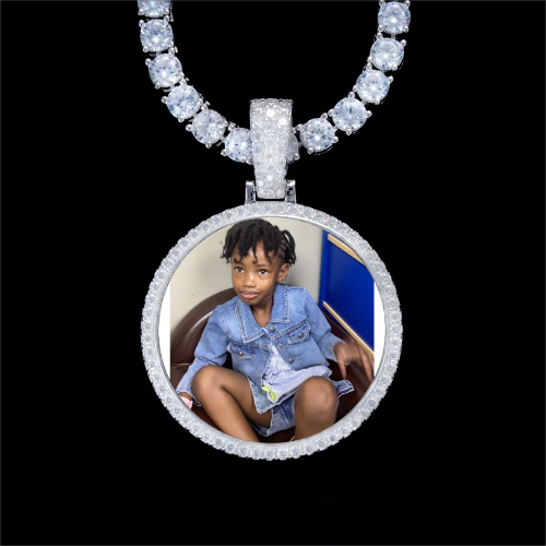 925S & VVS Moissanite 3D Circle Custom Picture Pendant