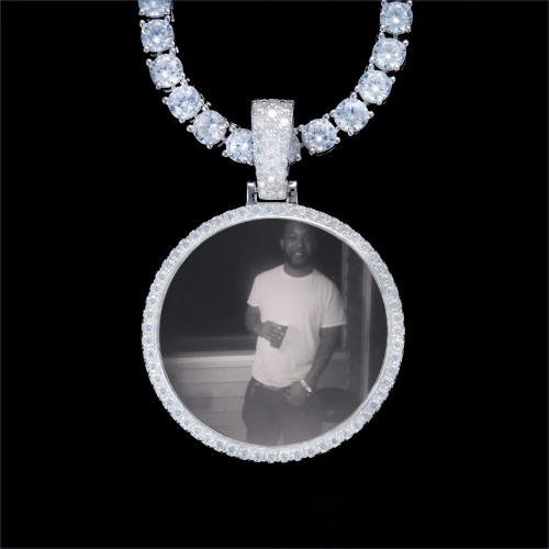 925S & VVS Moissanite 3D Circle Custom Picture Pendant