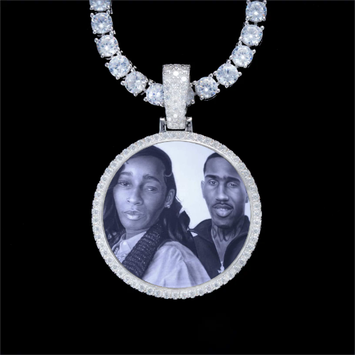 925S & VVS Moissanite 3D Circle Custom Picture Pendant