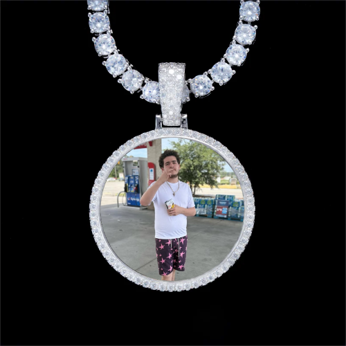 925S & VVS Moissanite 3D Circle Custom Picture Pendant