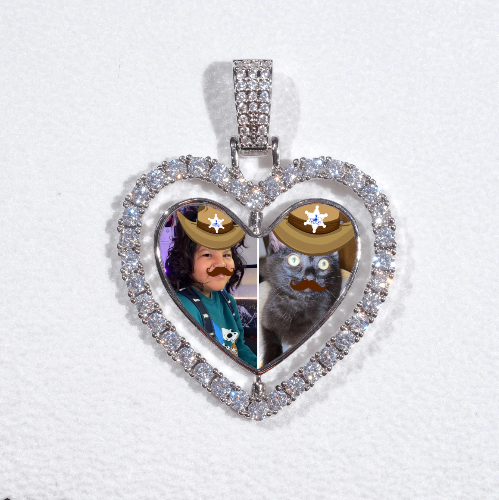 3D Spinning 2-Faced Heart Custom Picture Pendant