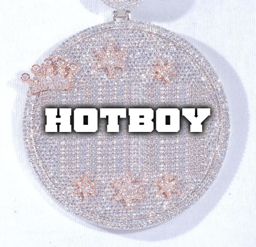 CUSTOM LETTER NECKLACE 3D BIG CROWN DISC