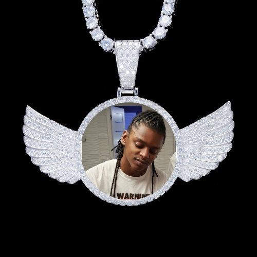 925S & VVS Moissanite 3D Wing Custom Picture Pendant