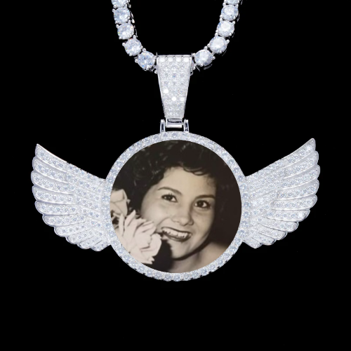 925S & VVS Moissanite 3D Wing Custom Picture Pendant