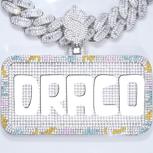 CUSTOM LETTER NECKLACE 3D COLORFUL SQUARE