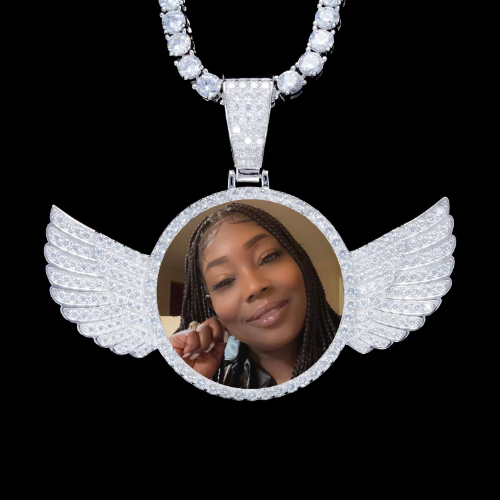 925S & VVS Moissanite 3D Wing Custom Picture Pendant