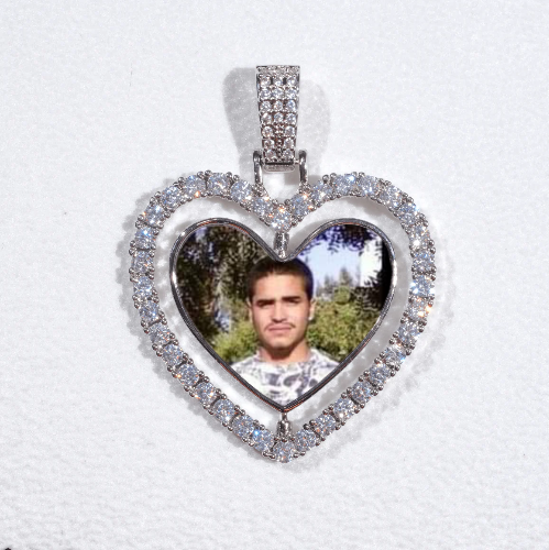 3D Spinning 2-Faced Heart Custom Picture Pendant