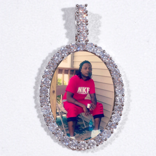 Large 3D Oval Custom Picture Pendant