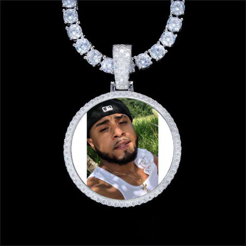 925S & VVS Moissanite 3D Circle Custom Picture Pendant