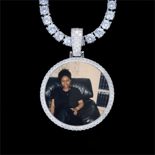 925S & VVS Moissanite 3D Circle Custom Picture Pendant