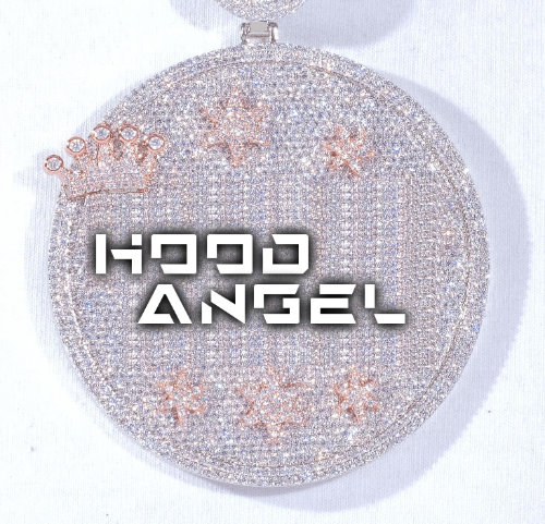 CUSTOM LETTER NECKLACE 3D BIG CROWN DISC