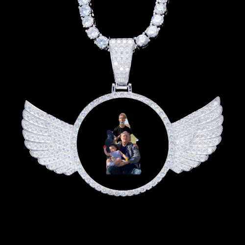 925S & VVS Moissanite 3D Wing Custom Picture Pendant