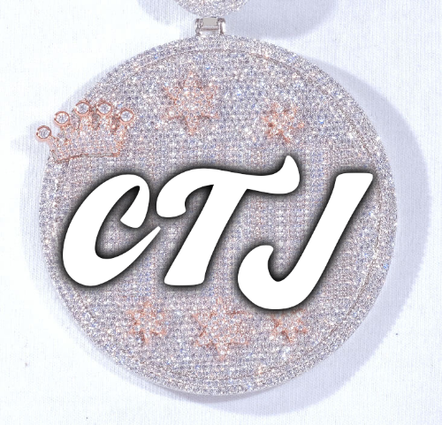 CUSTOM LETTER NECKLACE 3D BIG CROWN DISC