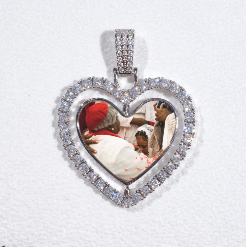 3D Spinning 2-Faced Heart Custom Picture Pendant