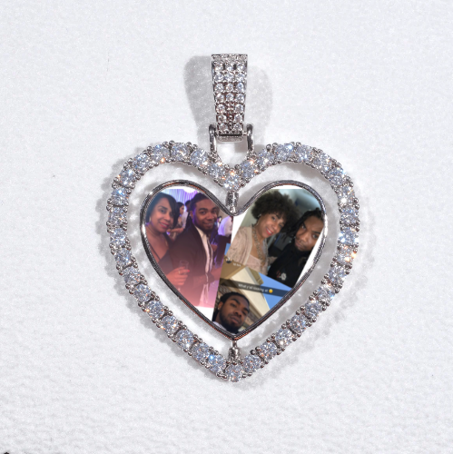 3D Spinning 2-Faced Heart Custom Picture Pendant