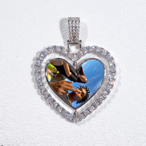 3D Spinning 2-Faced Heart Custom Picture Pendant