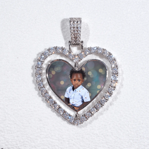 3D Spinning 2-Faced Heart Custom Picture Pendant