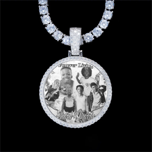 925S & VVS Moissanite 3D Circle Custom Picture Pendant