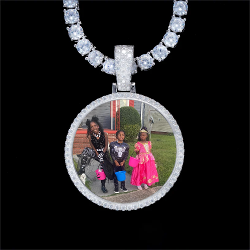925S & VVS Moissanite 3D Circle Custom Picture Pendant