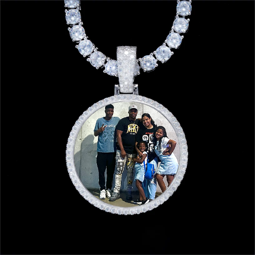 925S & VVS Moissanite 3D Circle Custom Picture Pendant