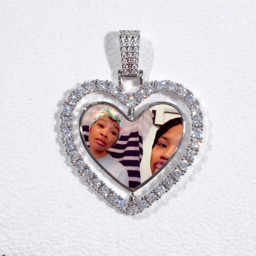 3D Spinning 2-Faced Heart Custom Picture Pendant