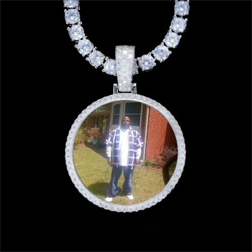 925S & VVS Moissanite 3D Circle Custom Picture Pendant