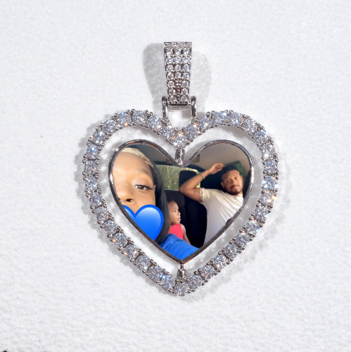 3D Spinning 2-Faced Heart Custom Picture Pendant